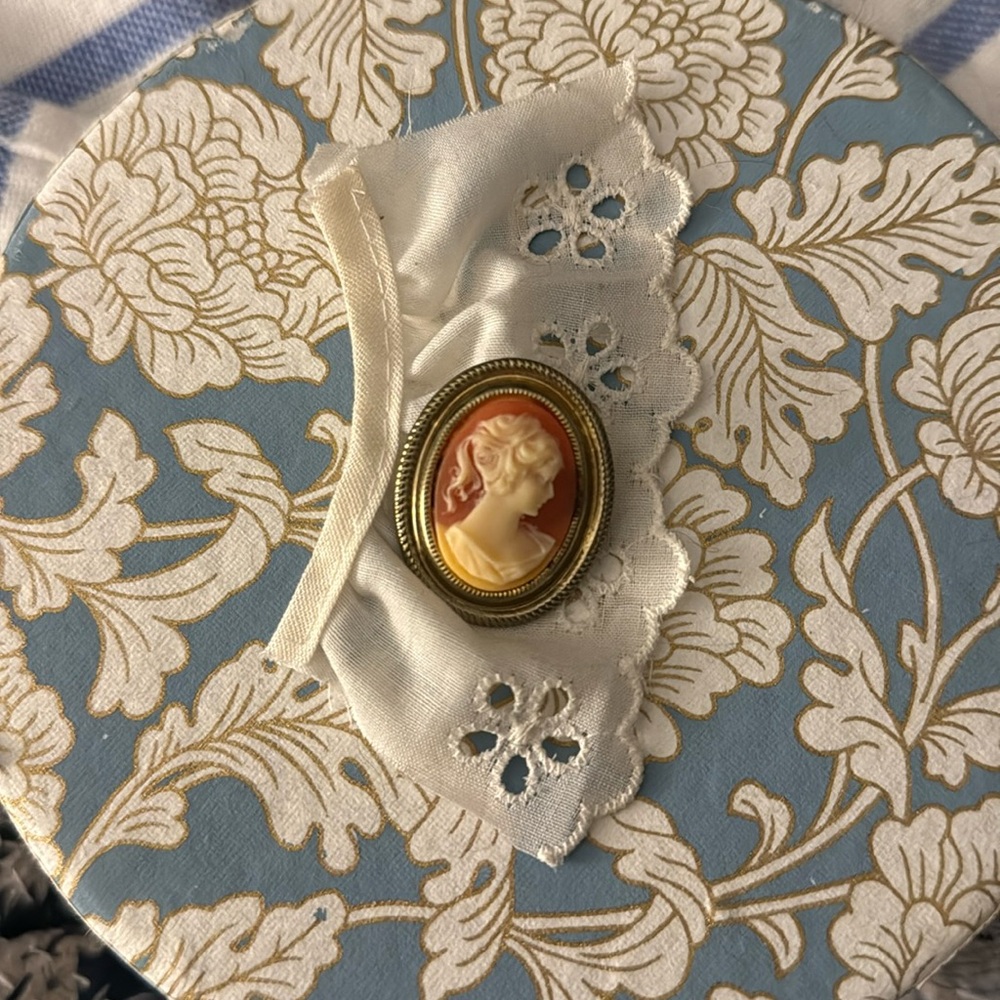 Signed Vintage Cameo Brooch